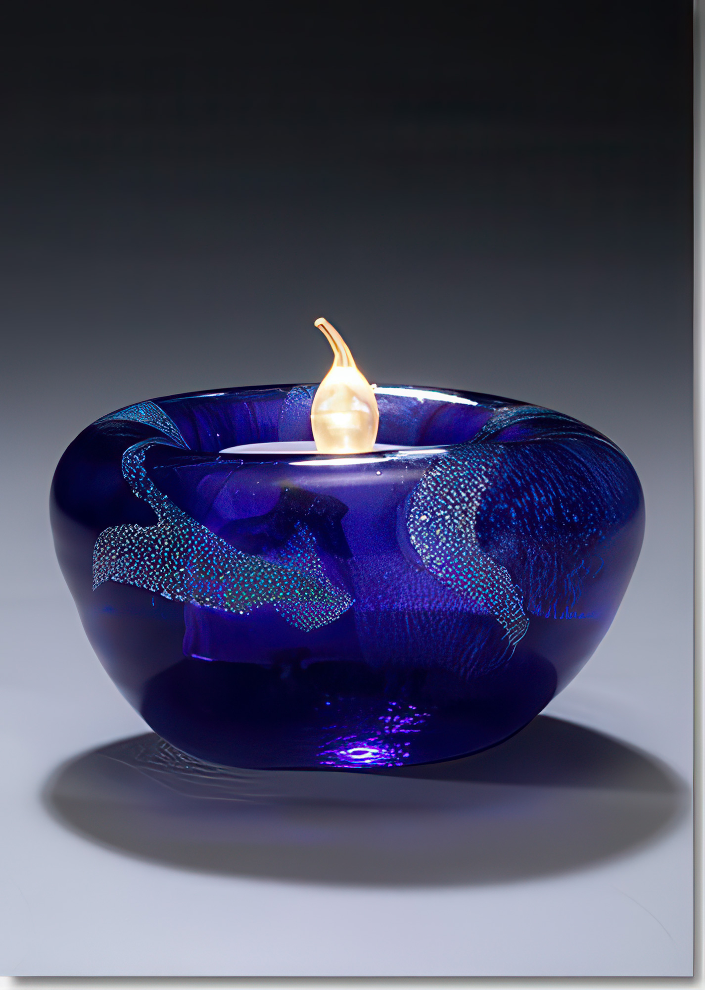 Blue Cremation Ash Candle
