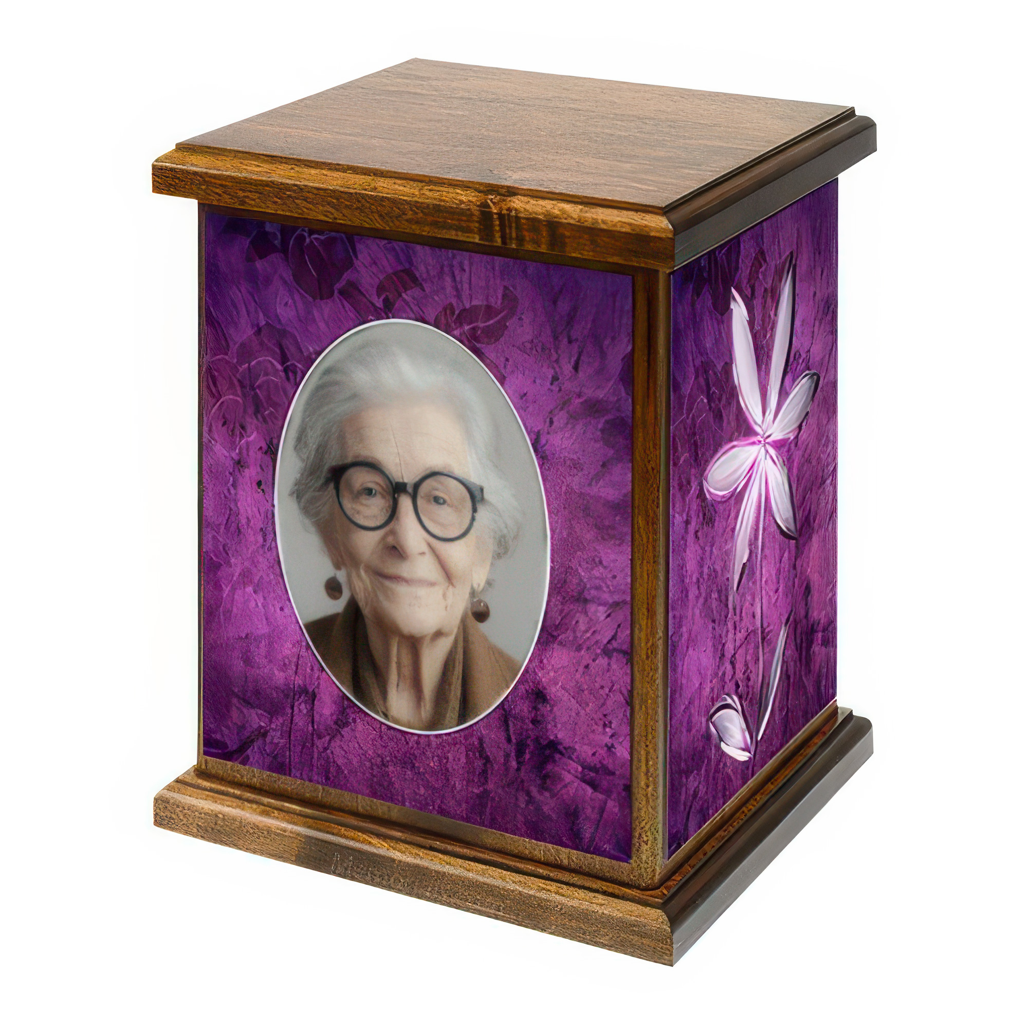 Amethyst Flower Photo Cremation Urn
