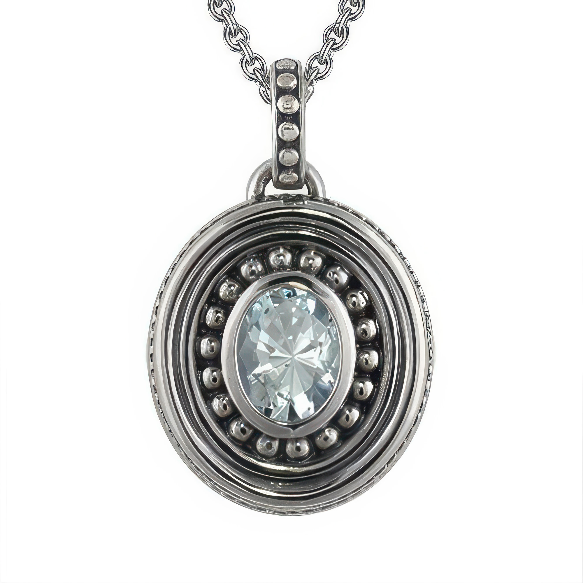 Aquamarine Bead Cremation Pendant