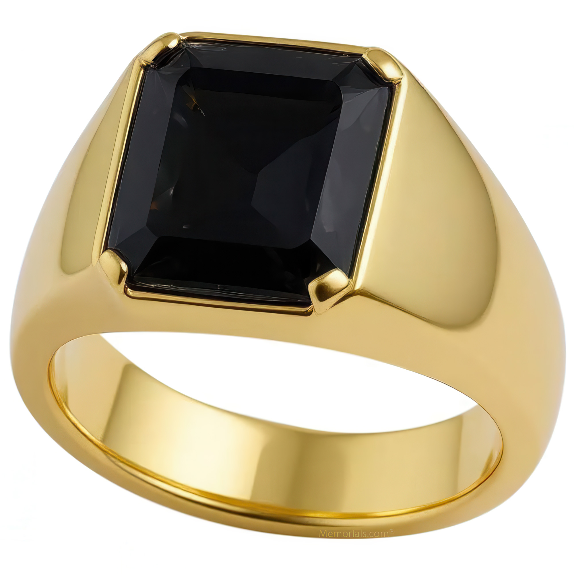 Black Mens Cremation Crystal Ring