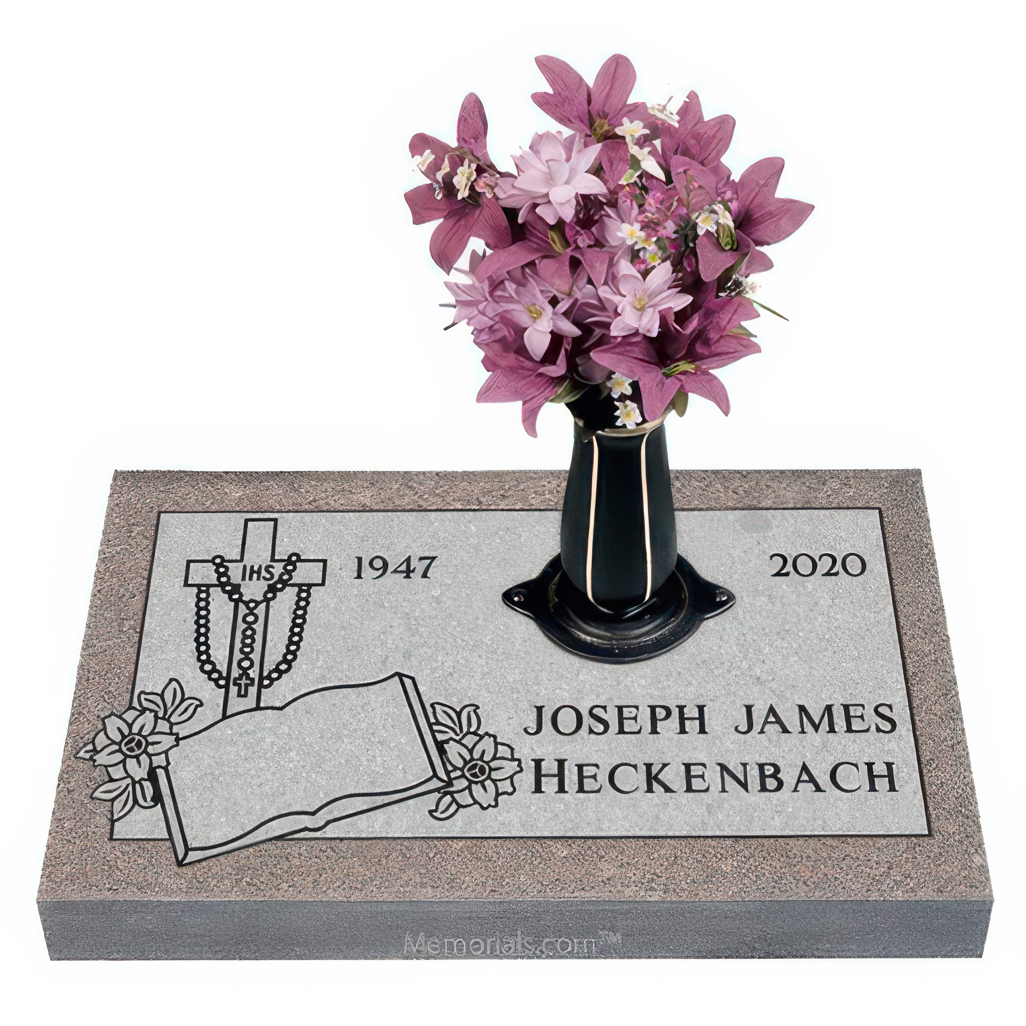 Blossoming Faith Granite Grave Marker 28 x 18