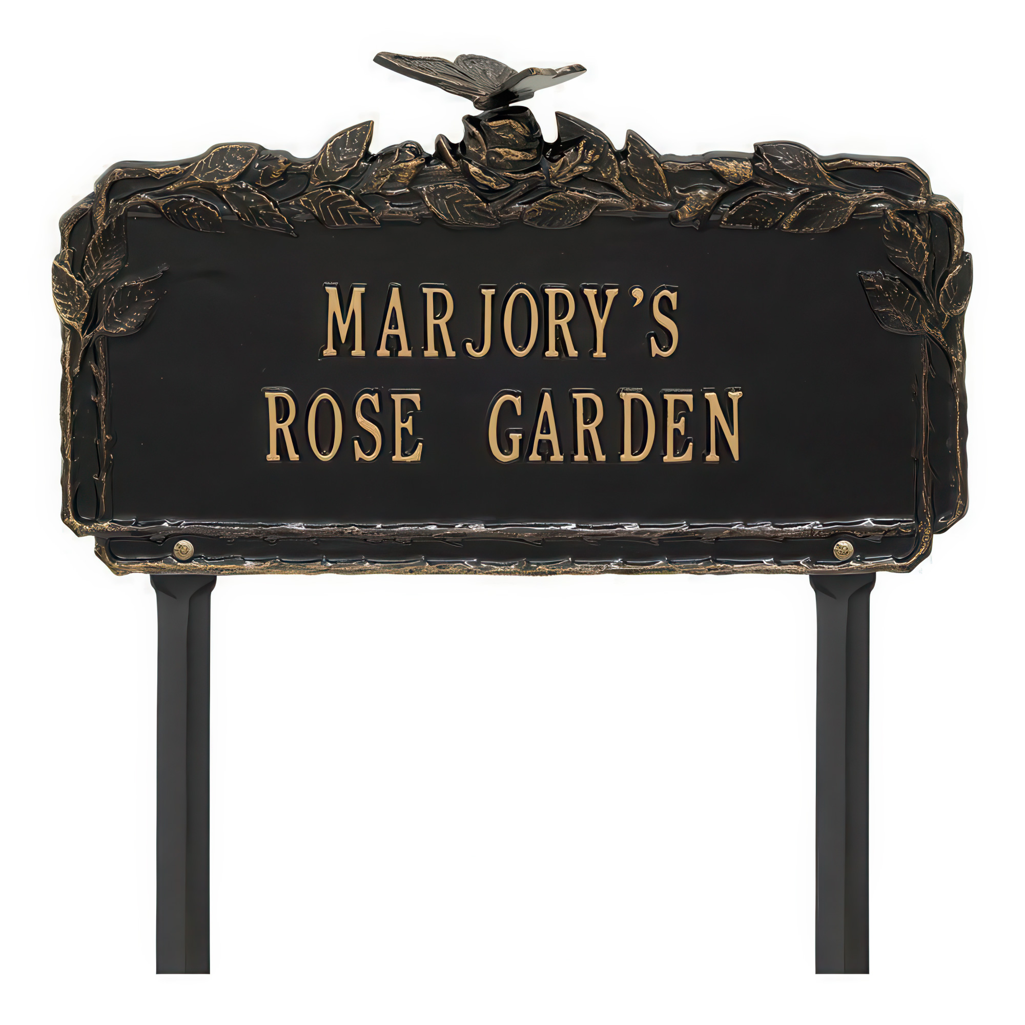 Butterfly Rose Black Dedication Plaque