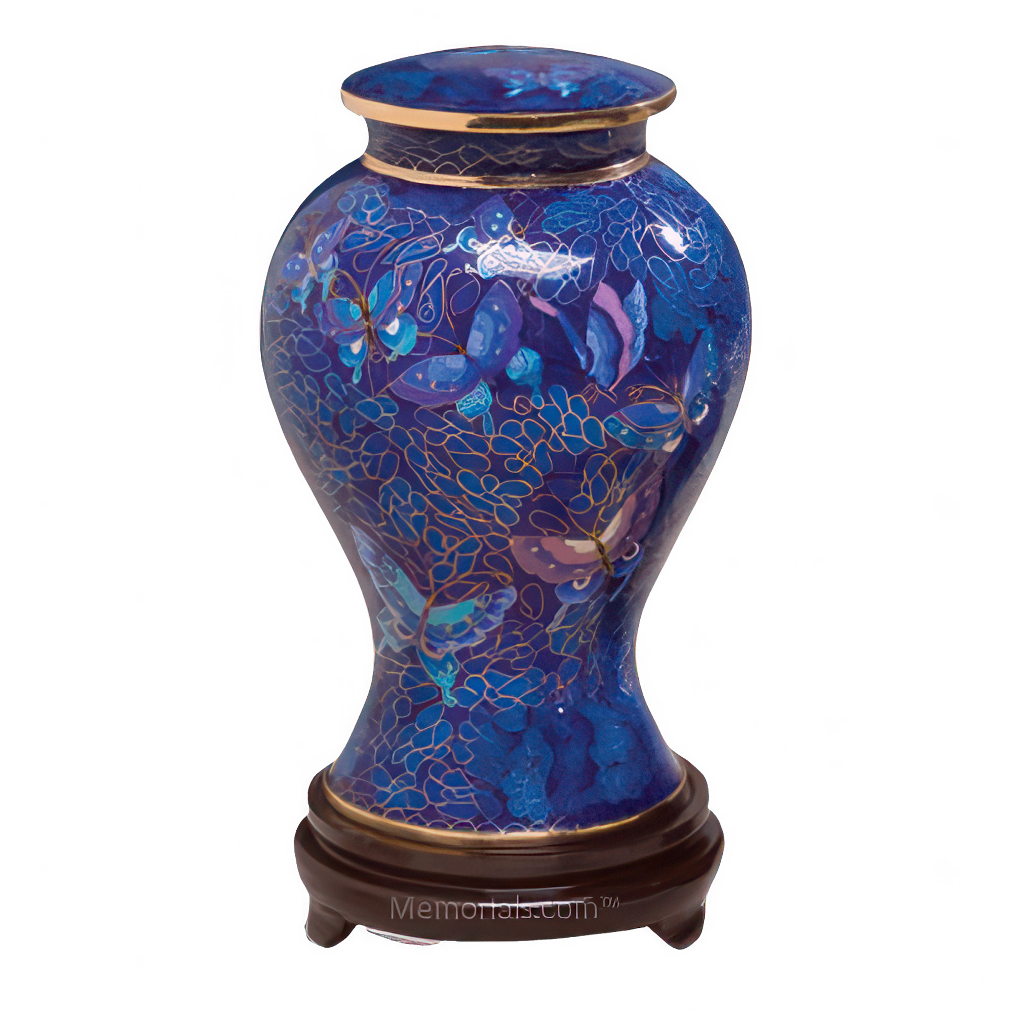 Indigo Butterfly Cloisonne Urn