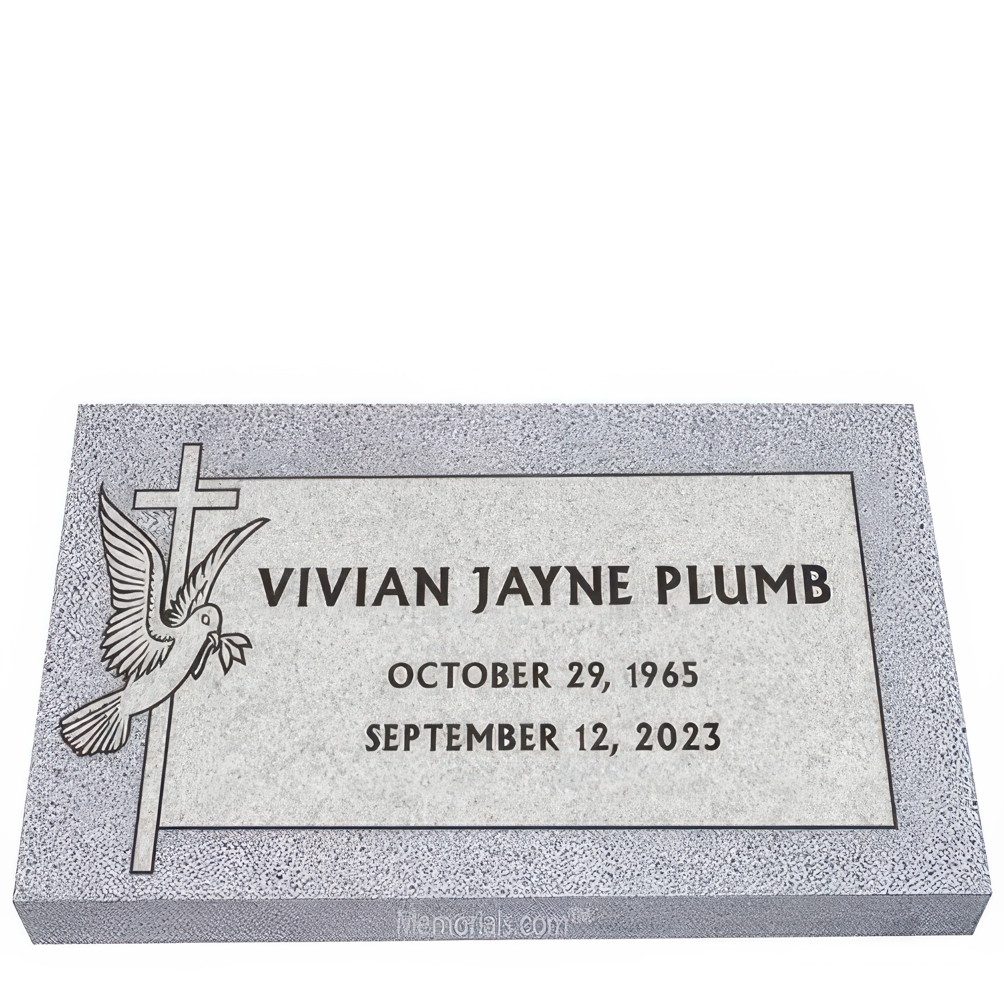 Dove Cross Granite Grave Marker 26 x 14