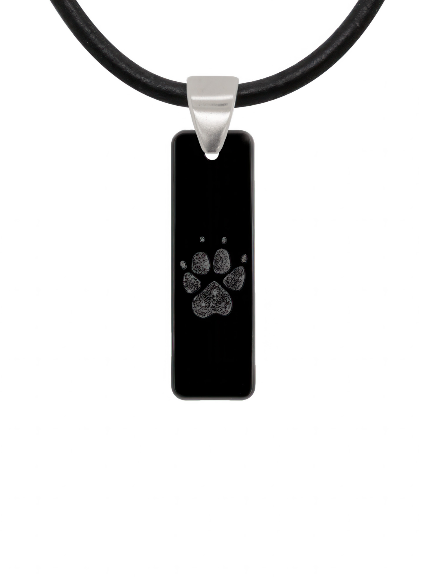 Black Pawprint Bar Pendant