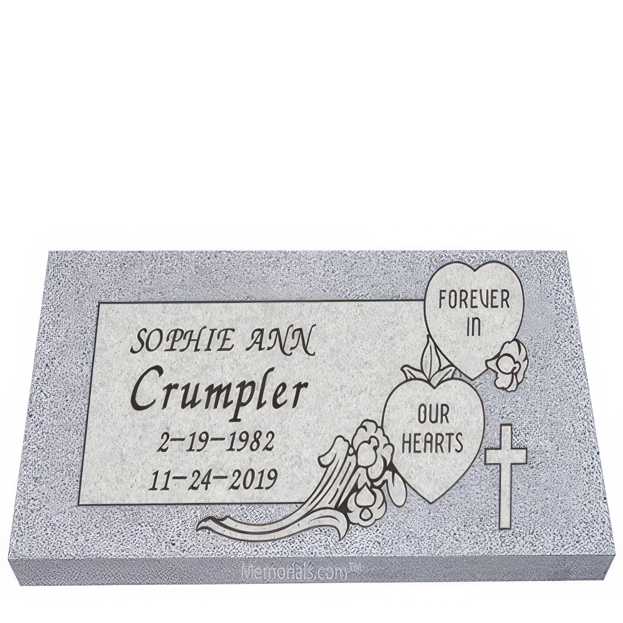 Forever In Our Hearts Granite Grave Marker 20 x 10