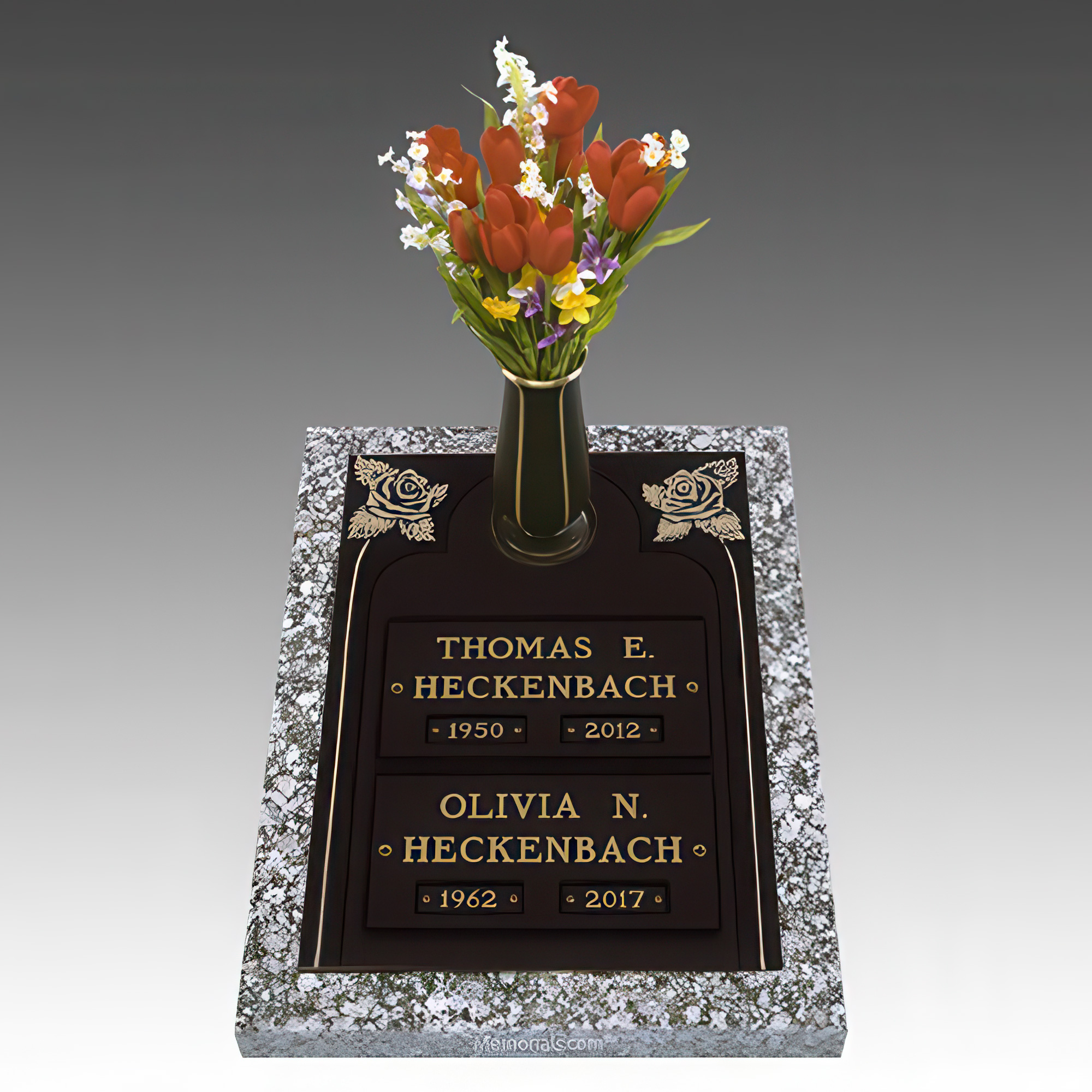 Classic Rose Companion Cremation Grave Marker