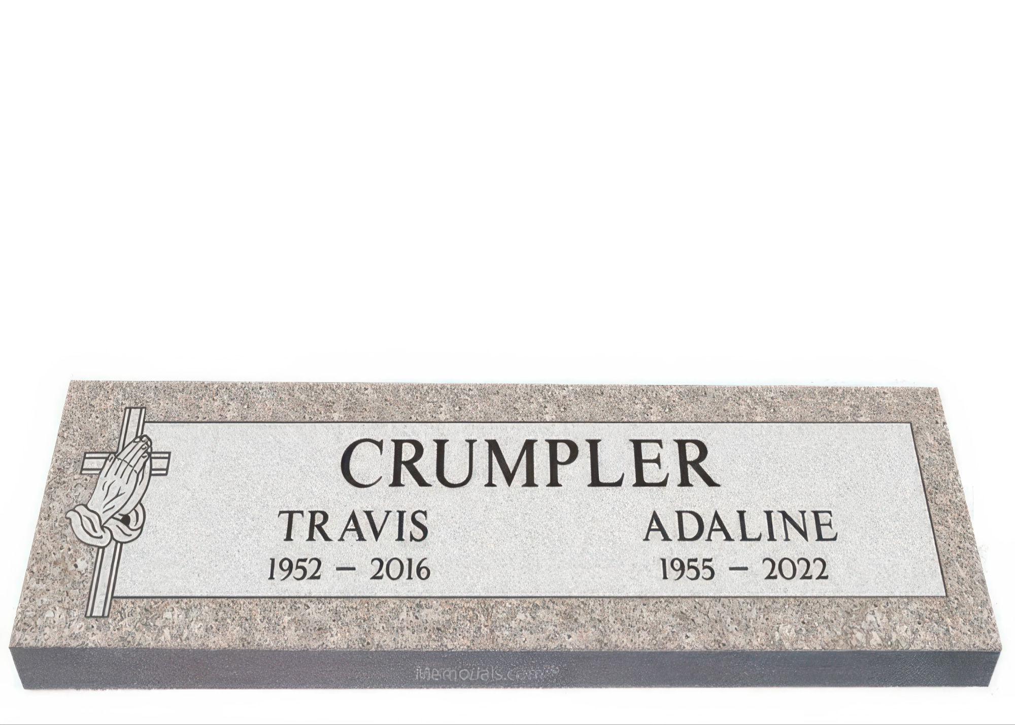 Praying Hands Companion Granite Headstone 44 x 14