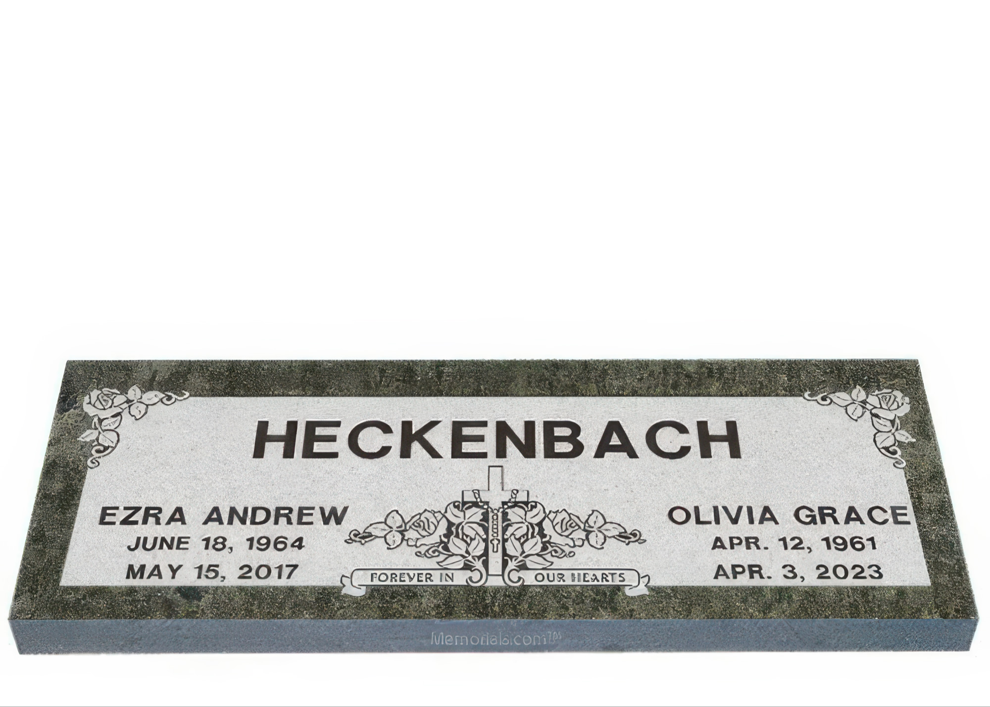 Roses Forever Companion Granite Headstone 36 x 12